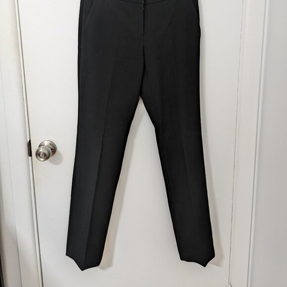DKNY Women's Black Stretch Flat Front Mid-Rise Slim Leg Dress Pants - Size 0 - S - Picture 2 of 6